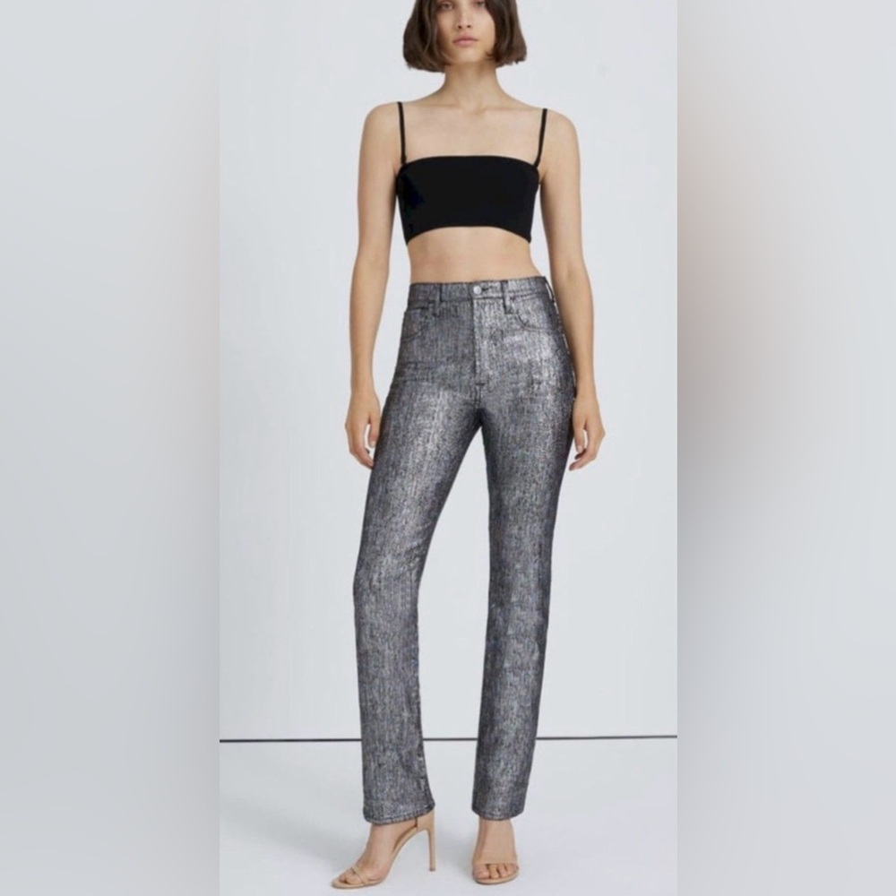 7 For All Mankind Metallic Foil Easy Slim Fit Jeans